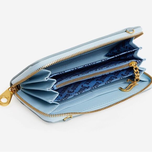 Juicy Couture Dusk Blue Velour Ella L. ‘Have No Fear’ Z/A Wallet w/ Chain Strap - Picture 7 of 12